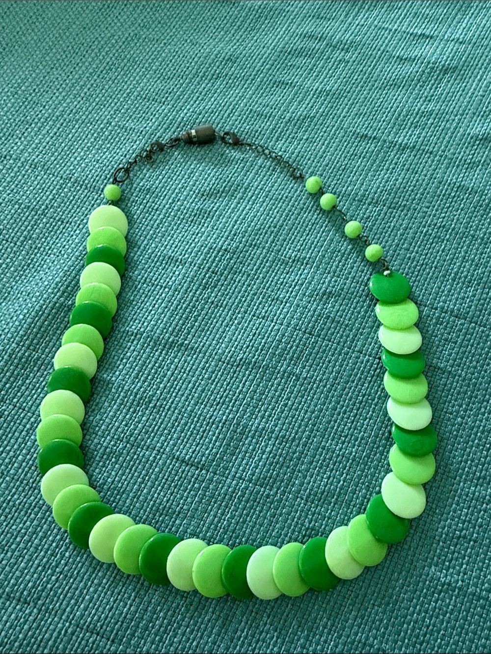 Vintage 1970s Green Layered Disc Necklace - Women Jewelry